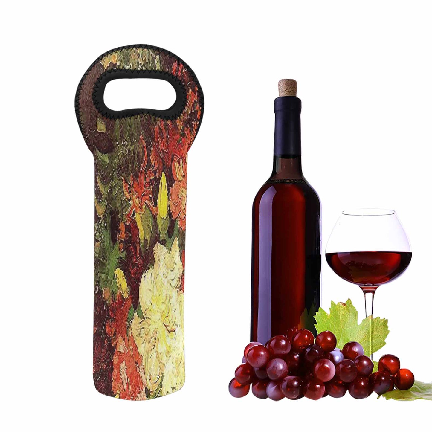 Vintage floral 1 bottle wine bag, Design 33