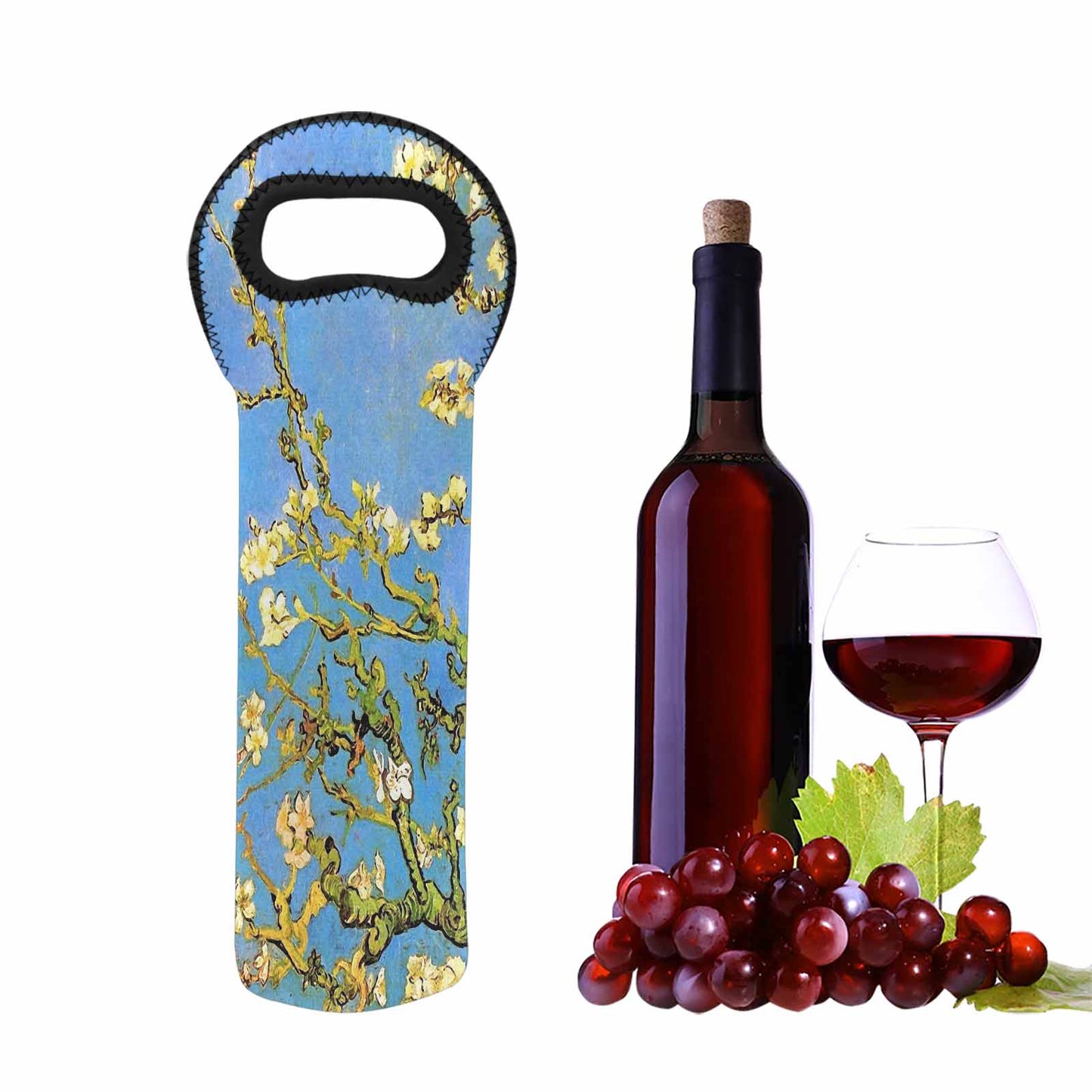 Vintage floral 1 bottle wine bag, Design 20