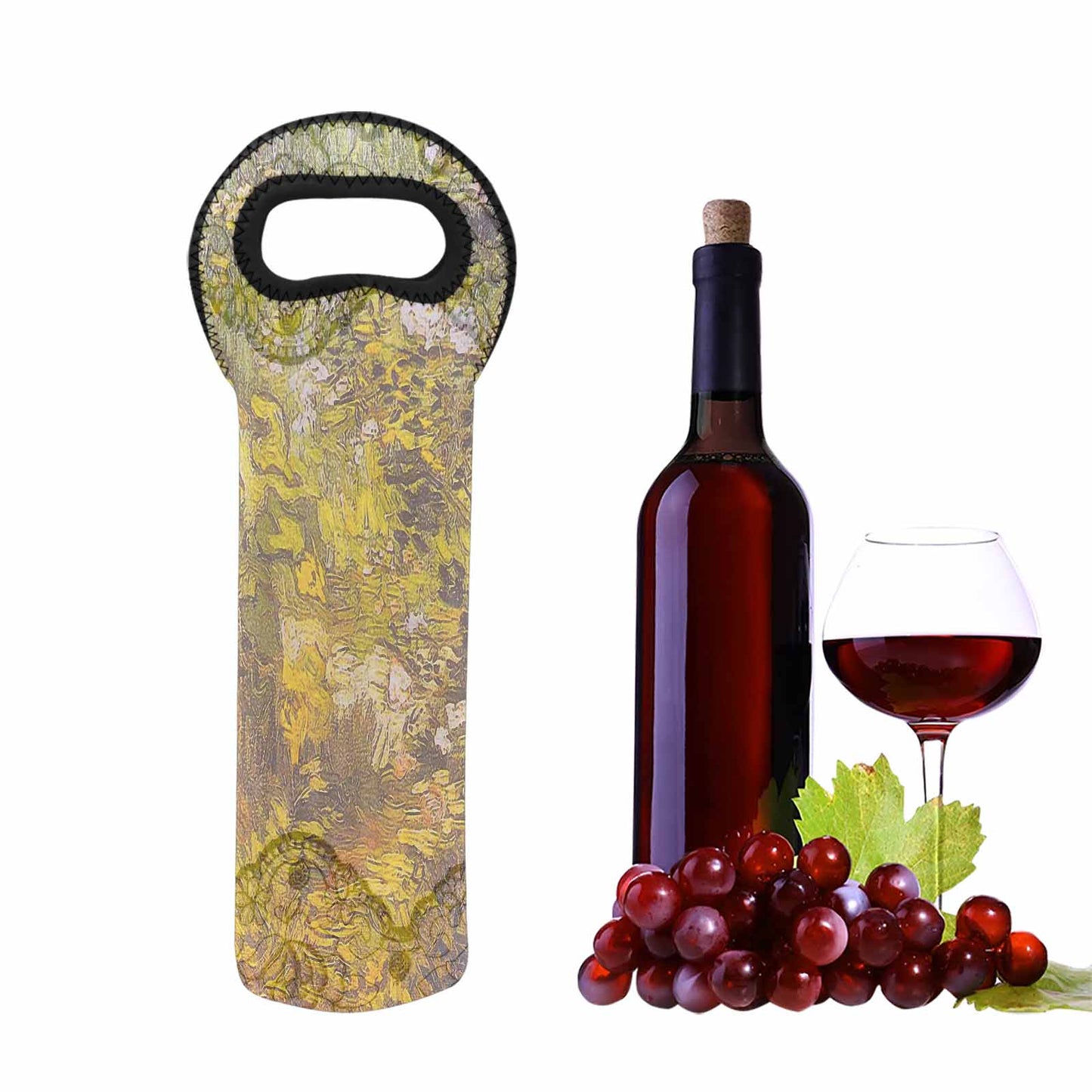 Vintage floral 1 bottle wine bag, Design 05x