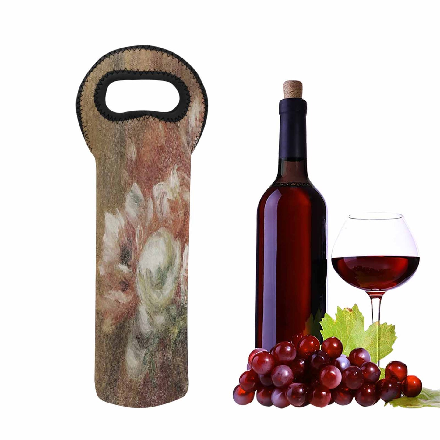 Vintage floral 1 bottle wine bag, Design 15