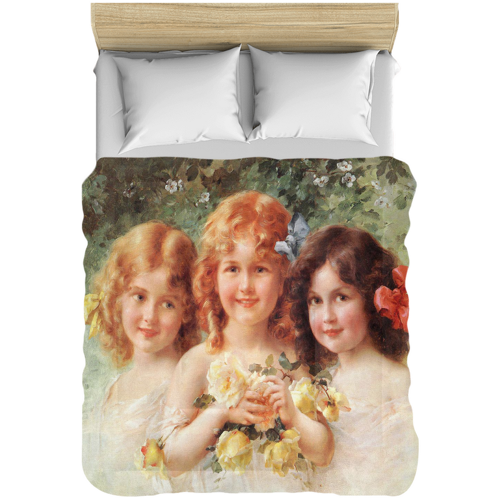 Victorian lady design comforter, twin, twin XL, queen or king, THREE SISTERS