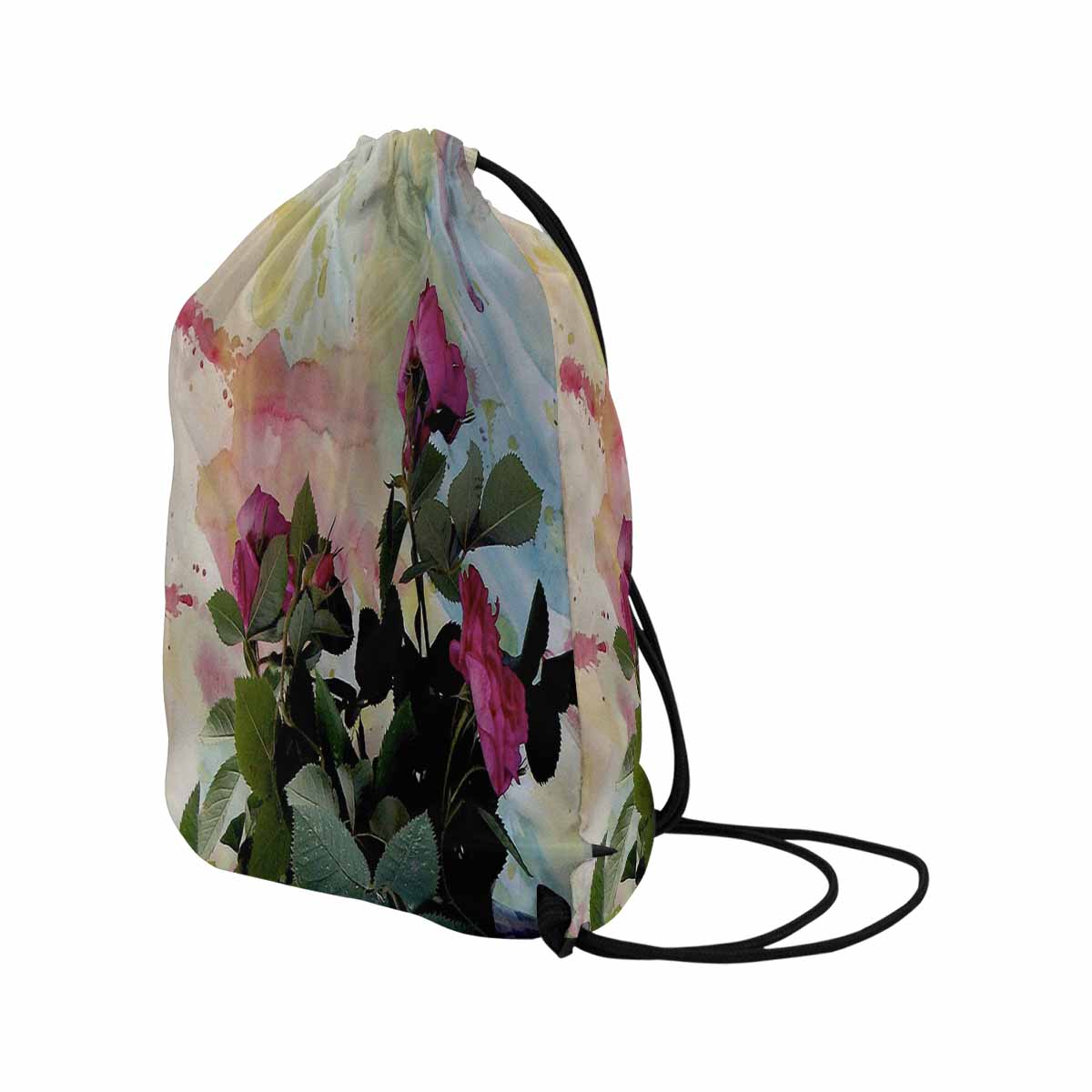 Vintage Floral print, DRAWSTRING BAG, LARGE, Design 21