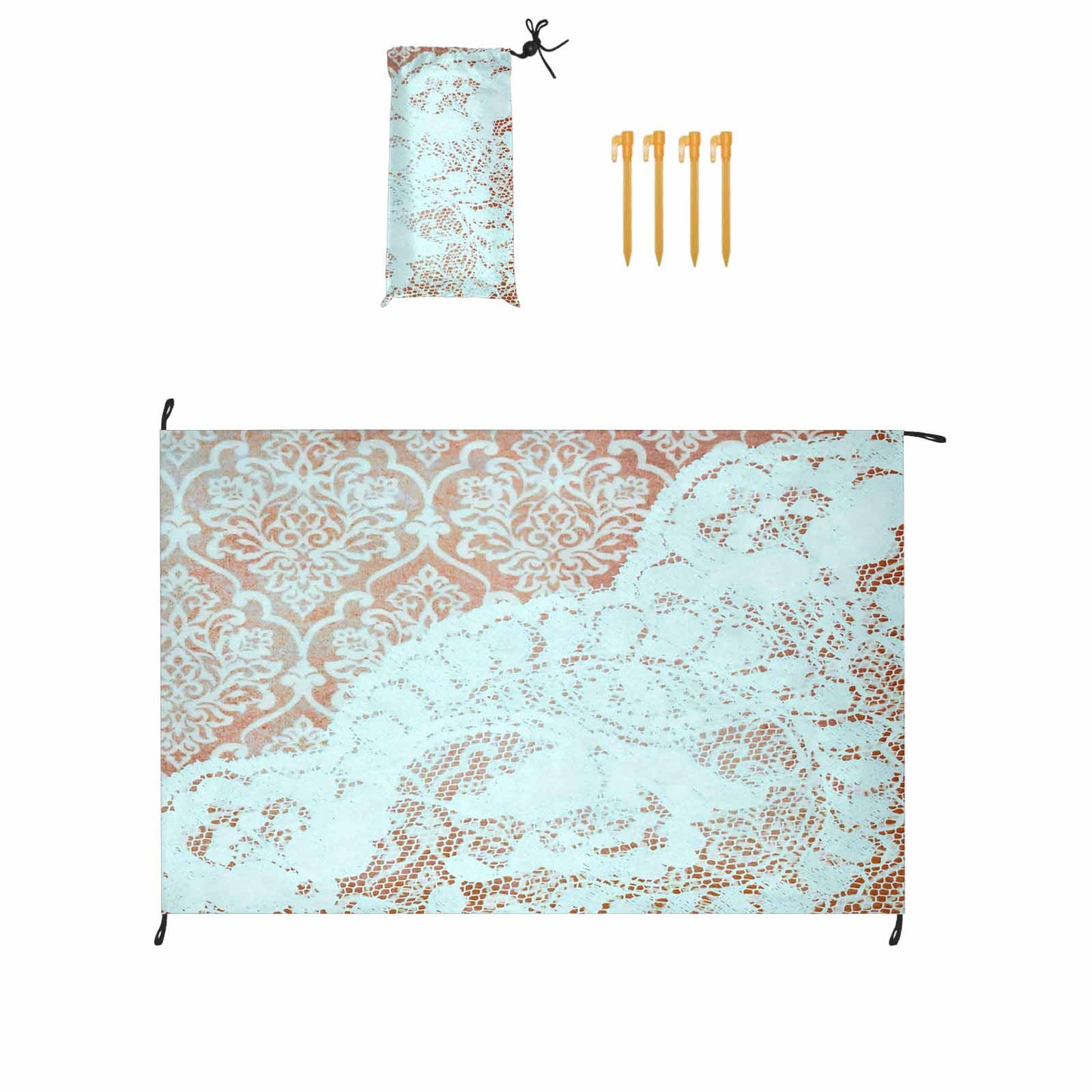 Victorian lace print waterproof picnic mat, 81 x 55in, design 23