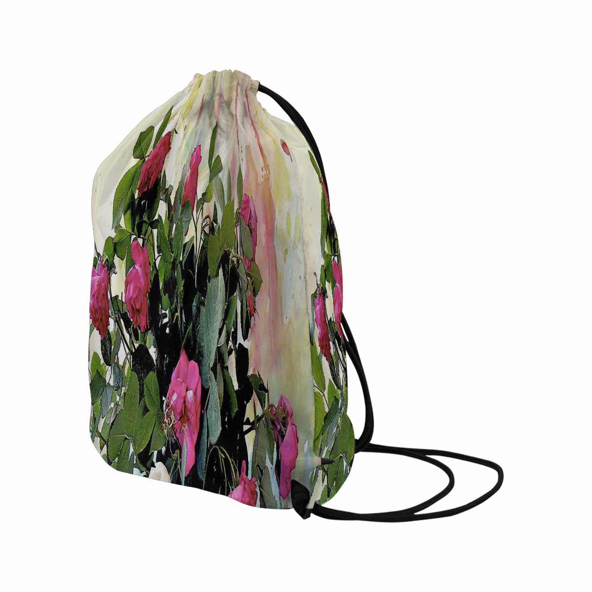 Vintage Floral print, DRAWSTRING BAG, LARGE, Design 22