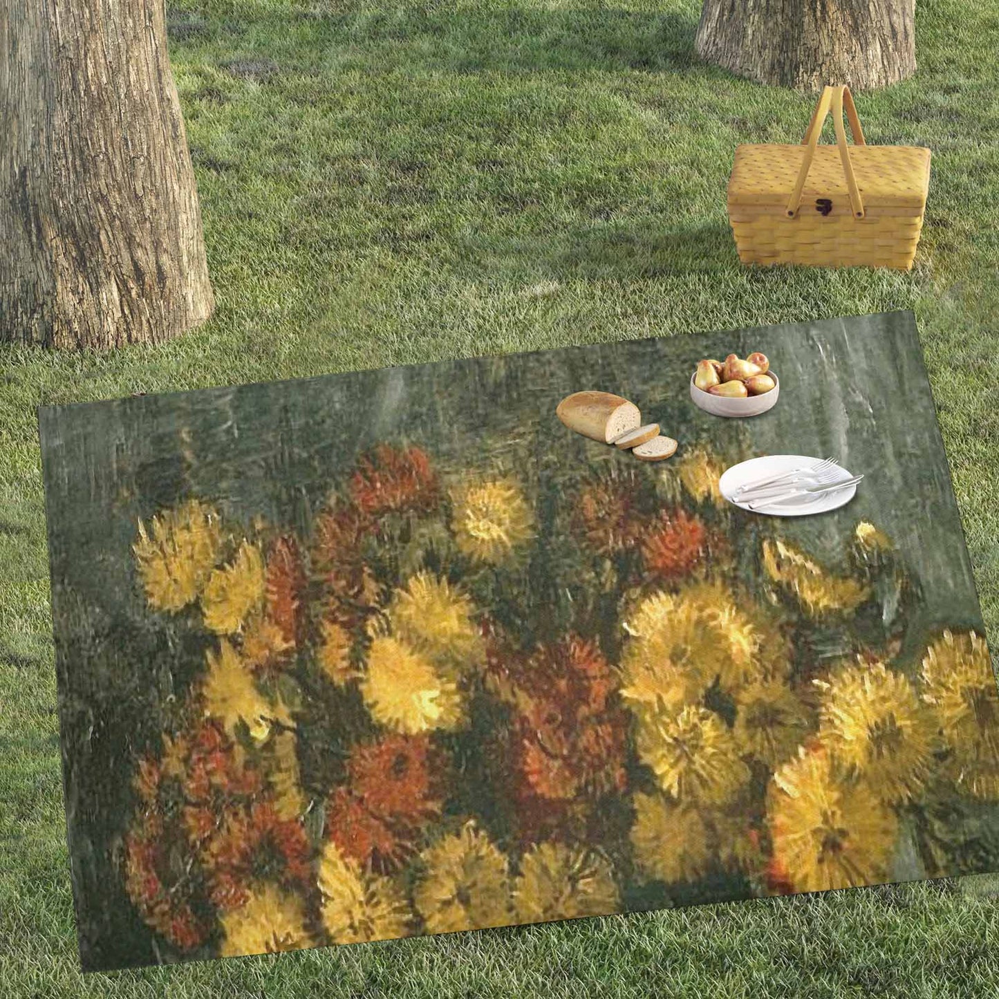 Vintage Floral waterproof picnic mat, 81 x 55in, Design 28