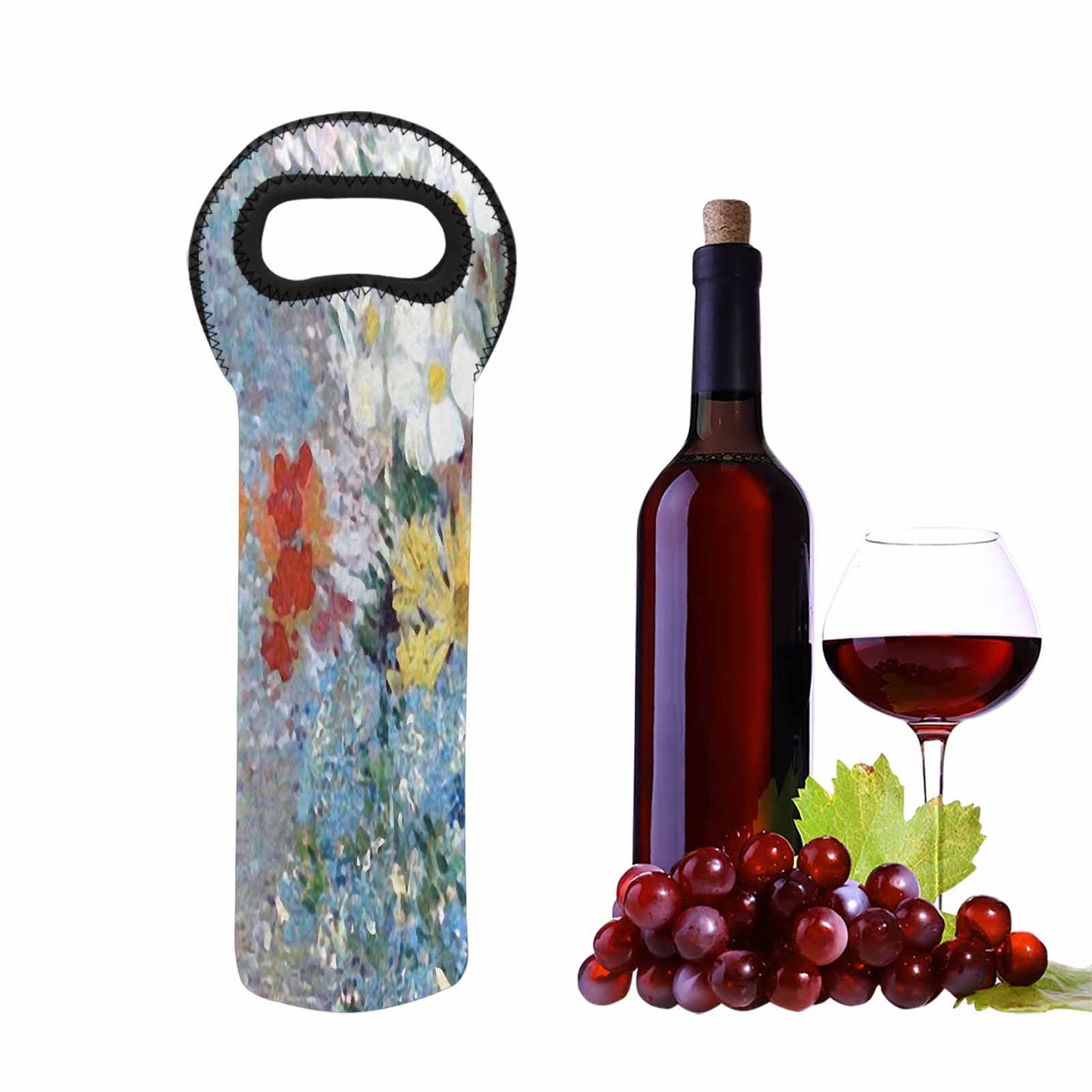 Vintage floral 1 bottle wine bag, Design 41