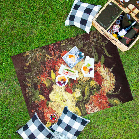 Vintage Floral waterproof picnic mat, 69 x 55in, Design 33