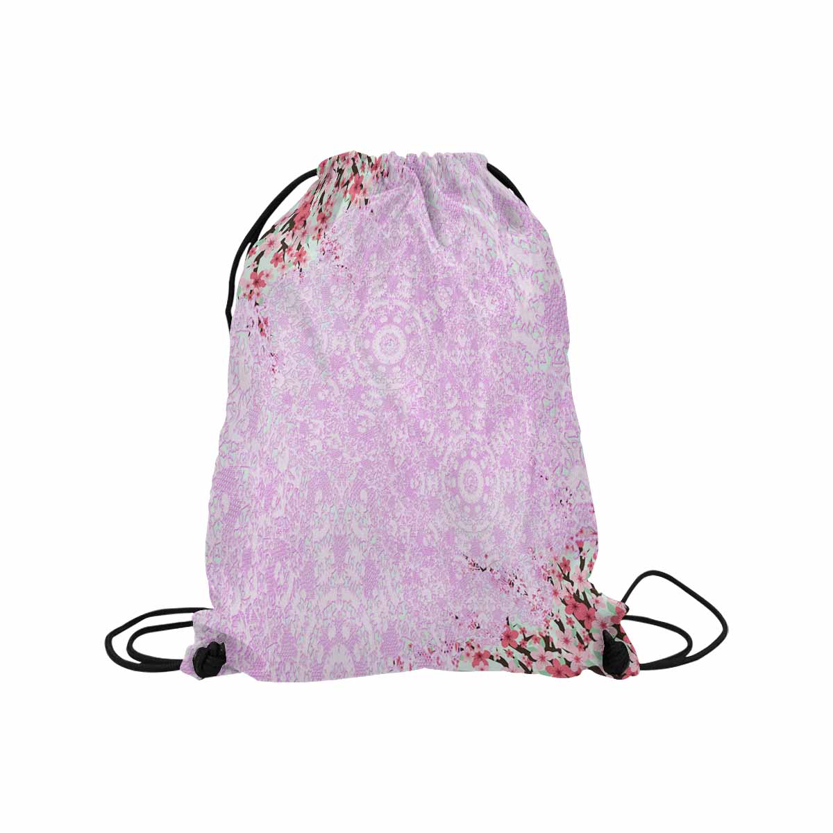 Victorian lace print, DRAWSTRING BAG, MEDIUM, design 09