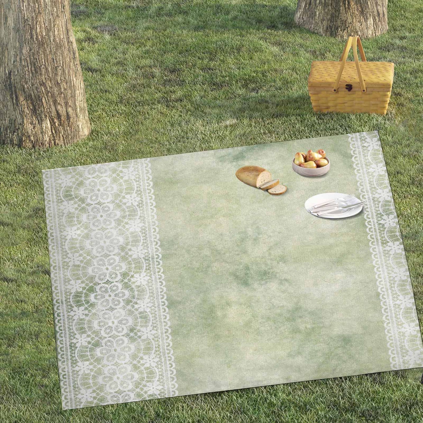 Victorian lace print waterproof picnic mat, 69 x 55in, design 42