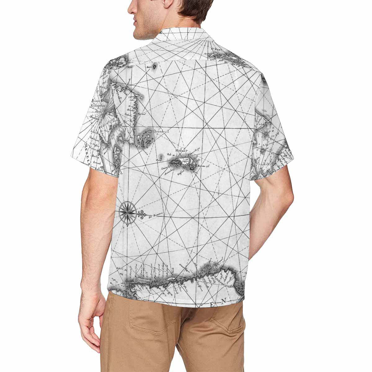 Antique Map design Hawaiian mens shirt, Design 5