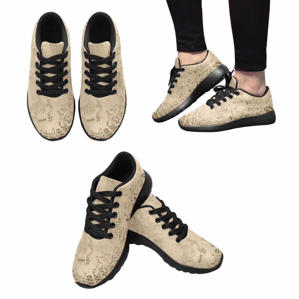 Victorian lace print, womens cute casual or running sneakers, design 26