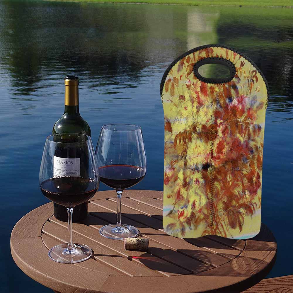 Vintage floral 2 bottle wine bag, Design 11