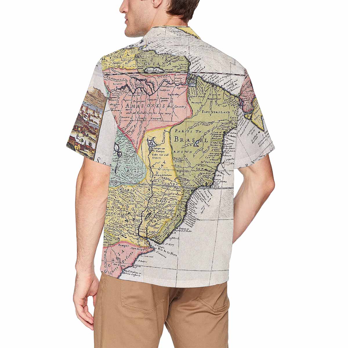 Antique Map design Hawaiian mens shirt, Design 40