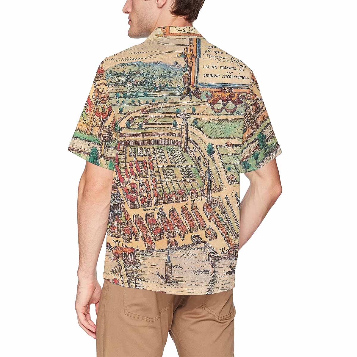 Antique Map design Hawaiian mens shirt, Design 24