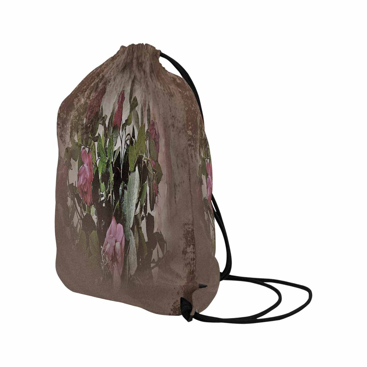 Vintage Floral print, DRAWSTRING BAG, LARGE, Design 22x