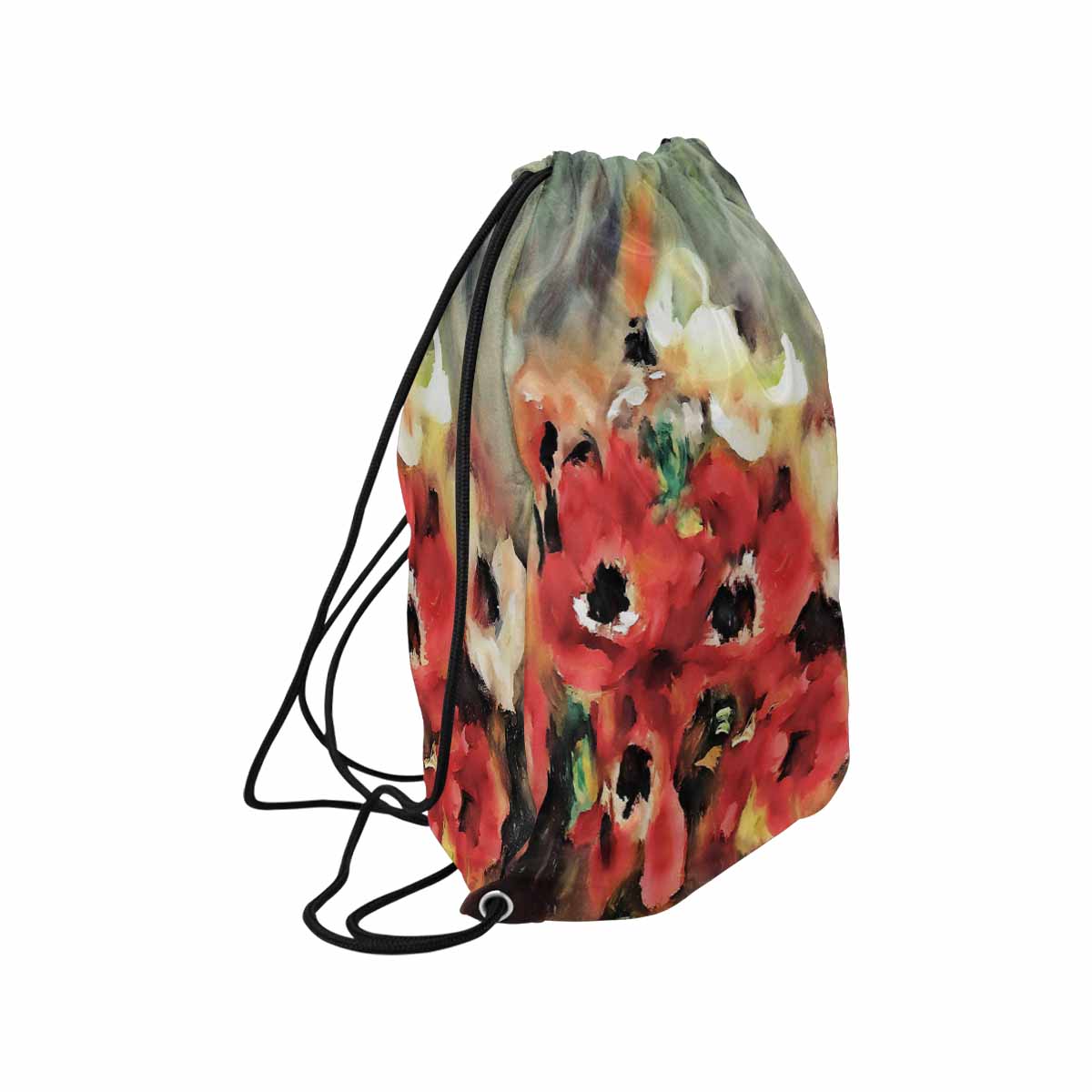 Vintage Floral print, DRAWSTRING BAG, LARGE, Design 14