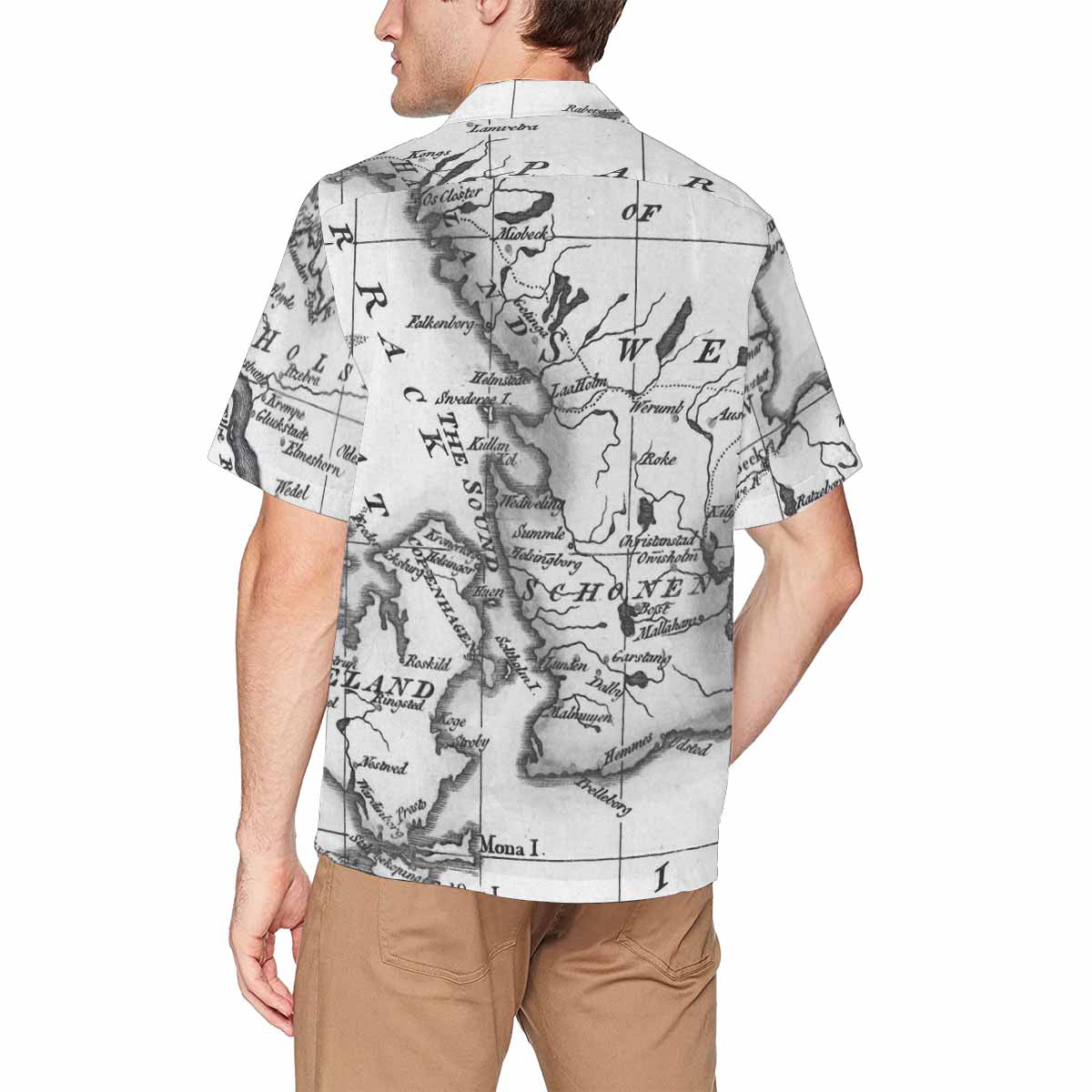 Antique Map design Hawaiian mens shirt, Design 32