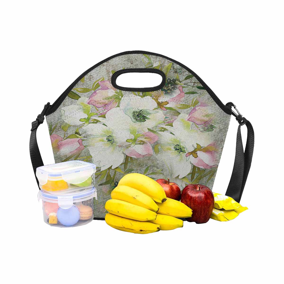 Vintage Floral print insulated lunch bag, Design 03