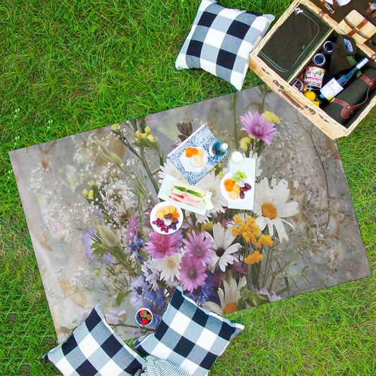 Vintage Floral waterproof picnic mat, 81 x 55in, Design 02