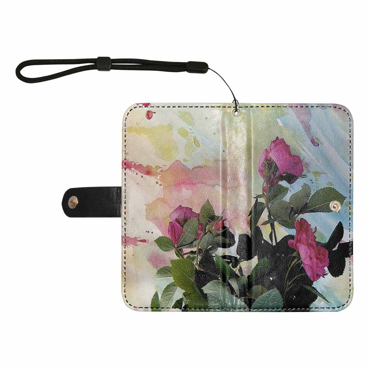 Vintage floral PU leather mobile phone purse, cell phone flip cover, Design 21