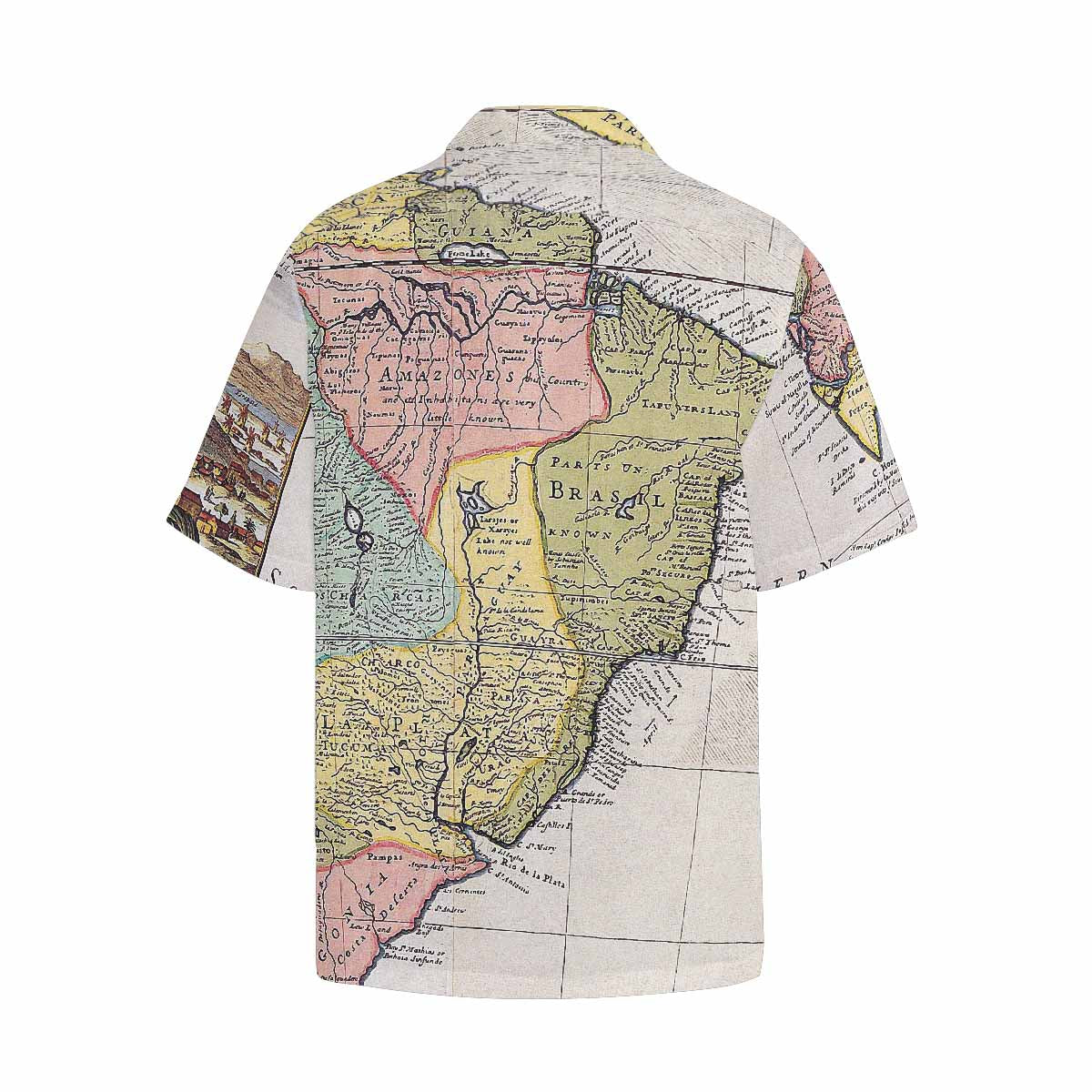 Antique Map design Hawaiian mens shirt, Design 40