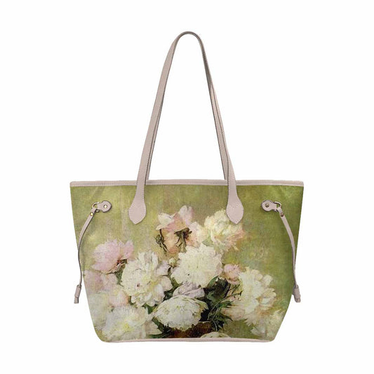 Vintage Floral Handbag, Classic Handbag, Mod 1695361 Design 35 BEIGE/TAN TRIM