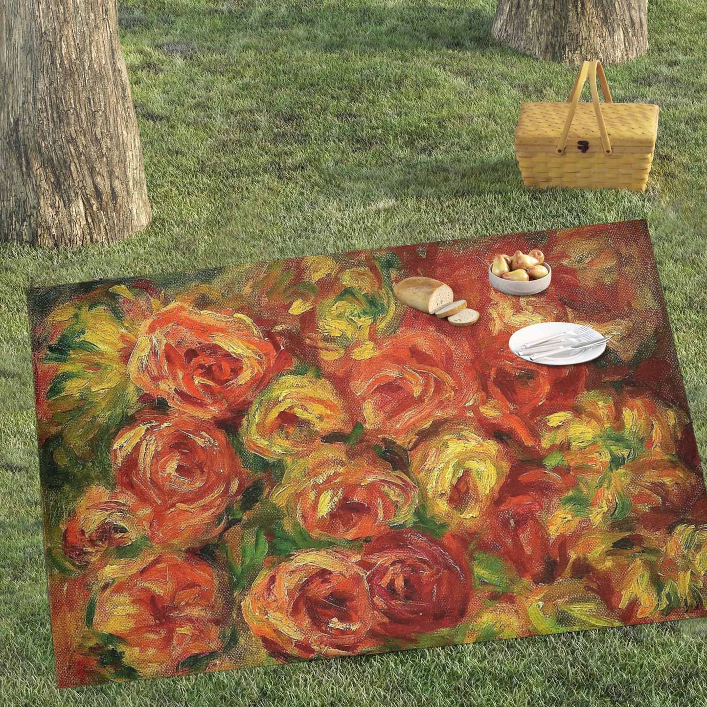 Vintage Floral waterproof picnic mat, 81 x 55in, Design 18