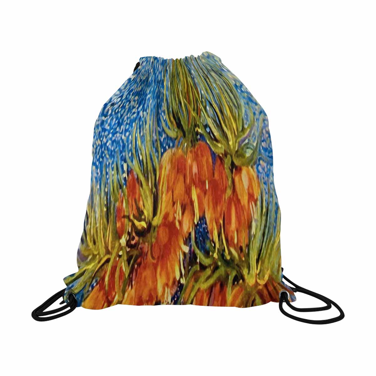 Vintage Floral print, DRAWSTRING BAG, LARGE, Design 42