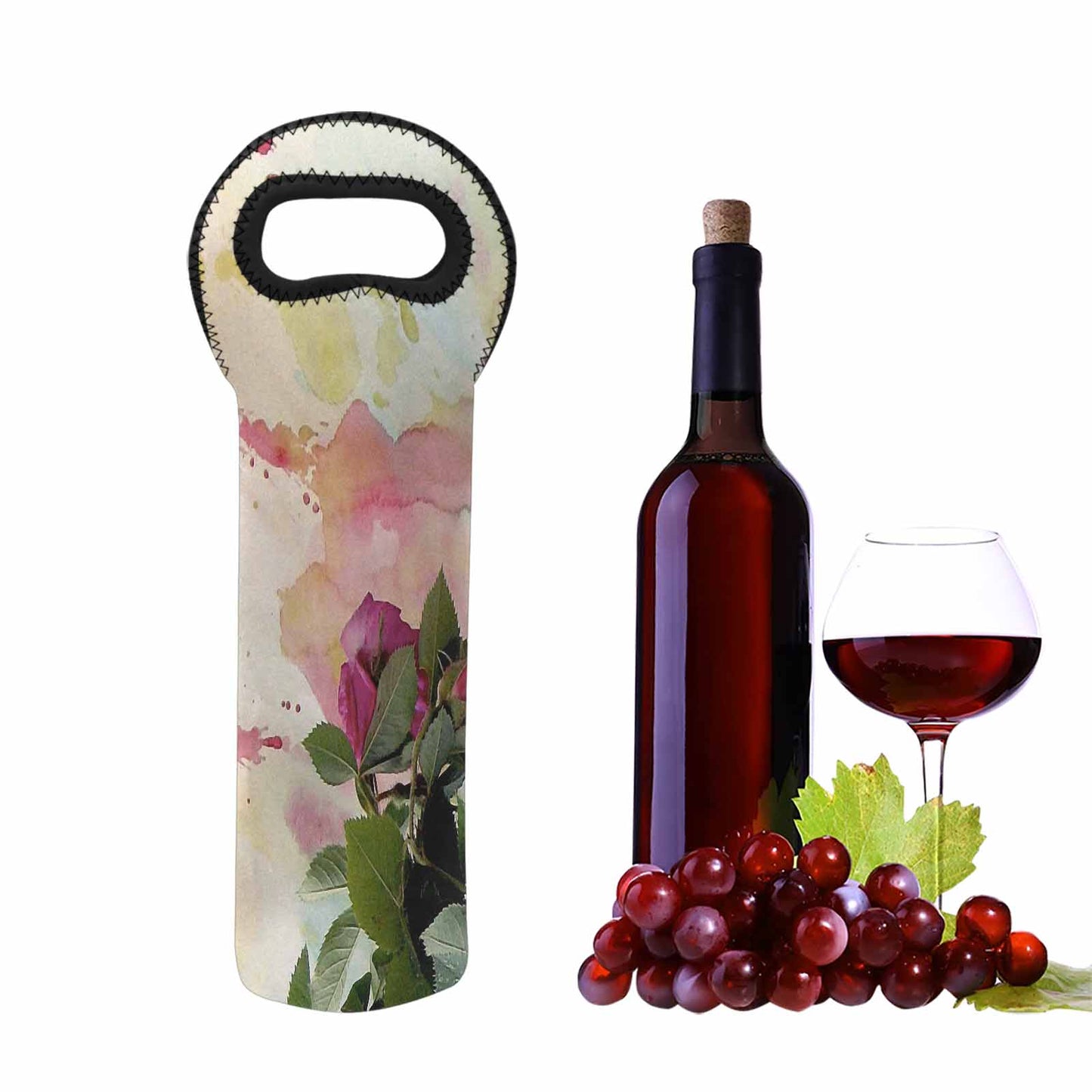 Vintage floral 1 bottle wine bag, Design 21