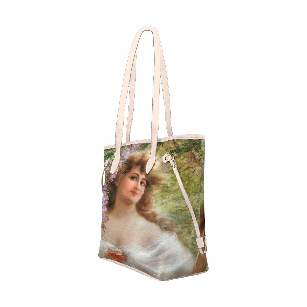 Victorian Lady Design Handbag, Model 1695361, Portrait Of A Woman, BEIGE/TAN TRIM