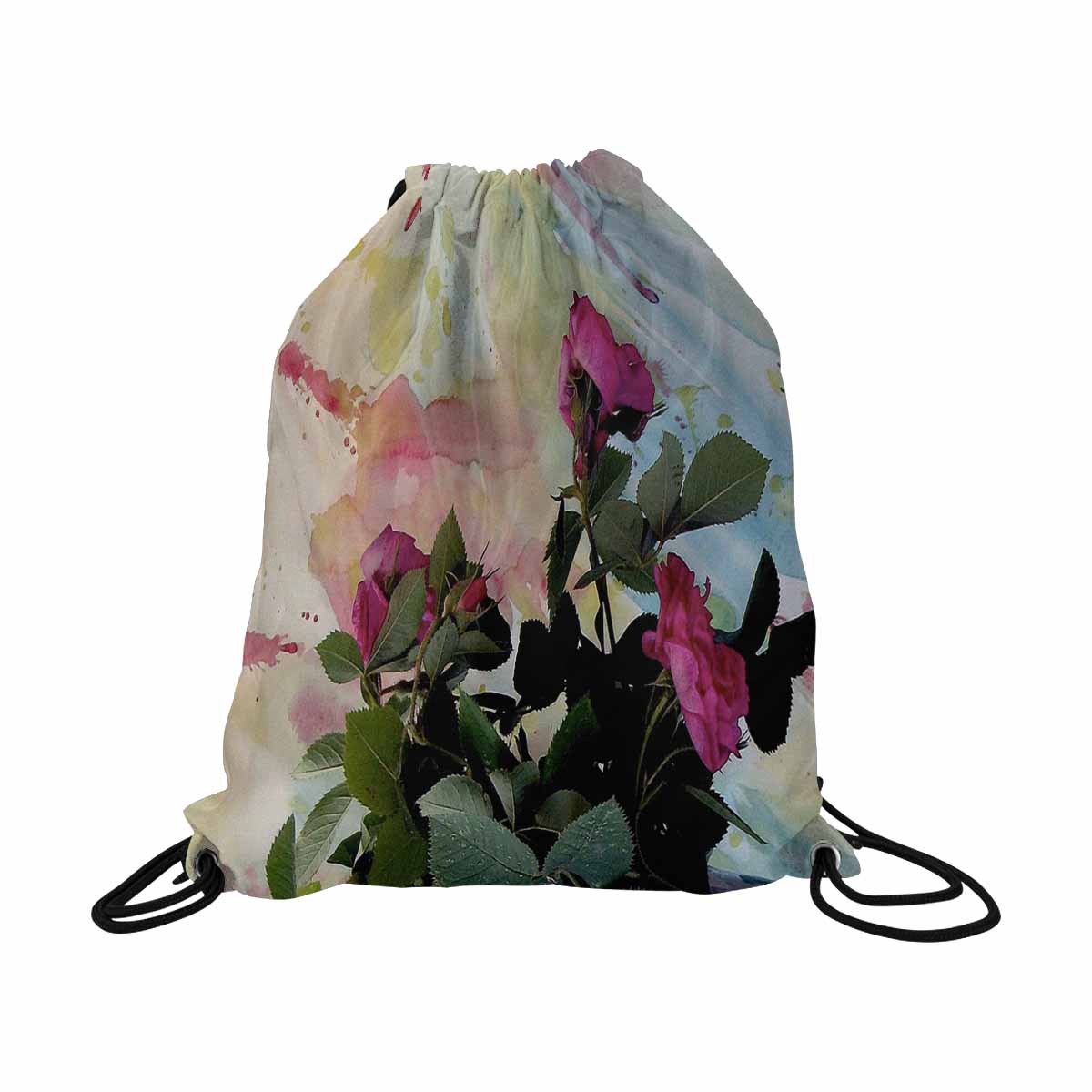 Vintage Floral print, DRAWSTRING BAG, LARGE, Design 21