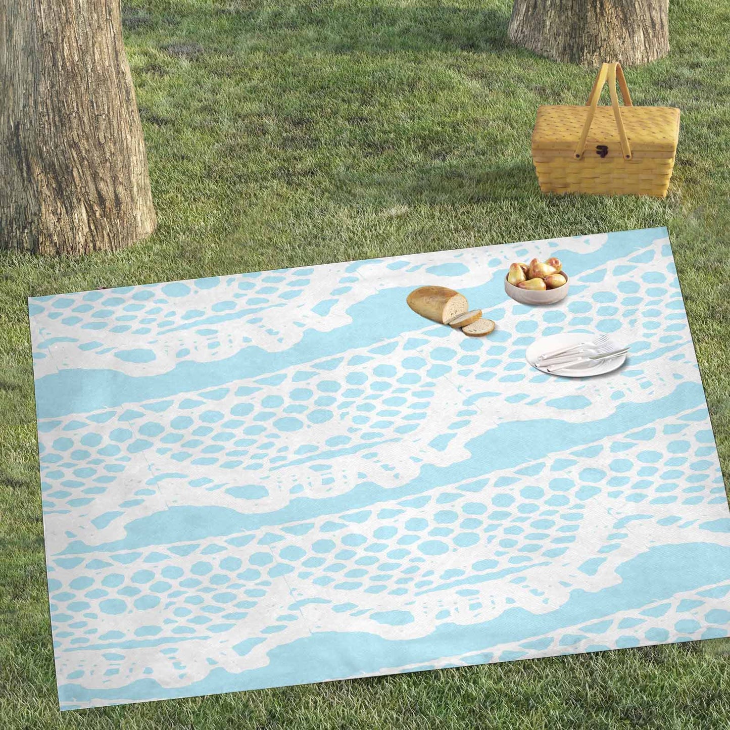 Victorian lace print waterproof picnic mat, 81 x 55in, design 08