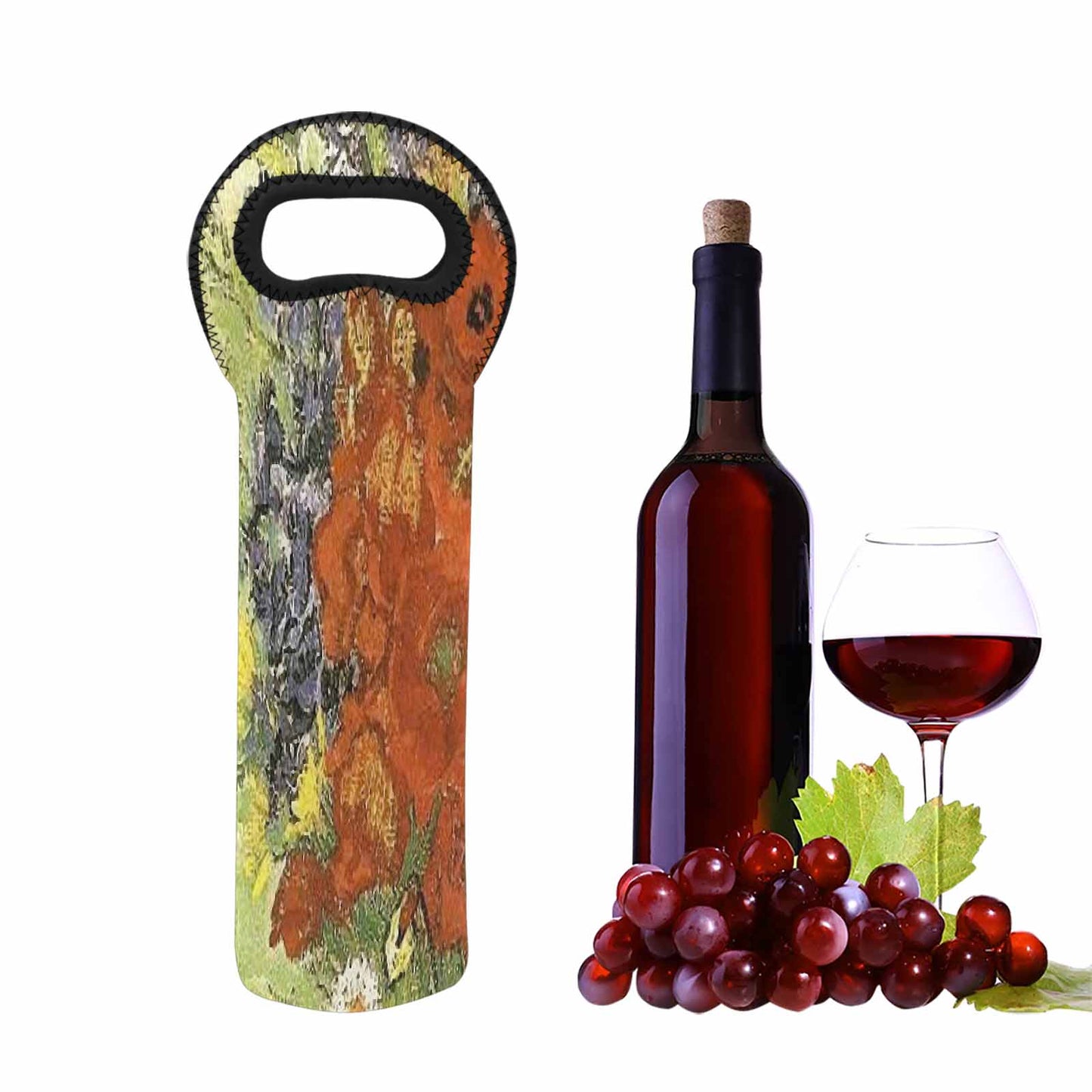 Vintage floral 1 bottle wine bag, Design 56