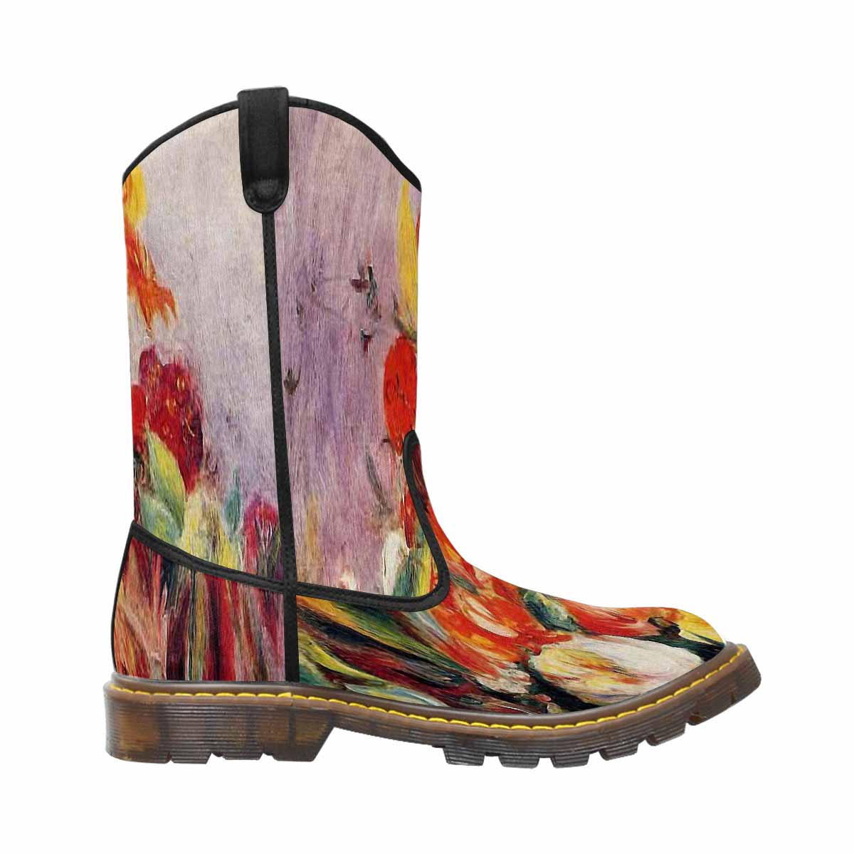 Vintage floral print, western lumber boots Design 19