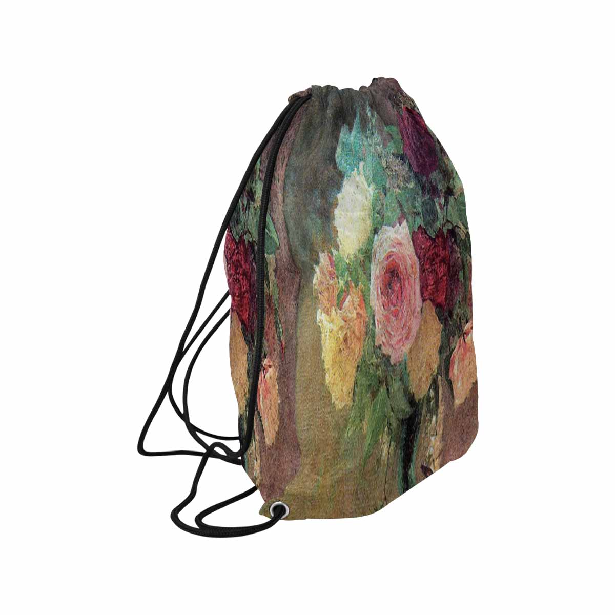 Vintage Floral print, DRAWSTRING BAG, LARGE, Design 29