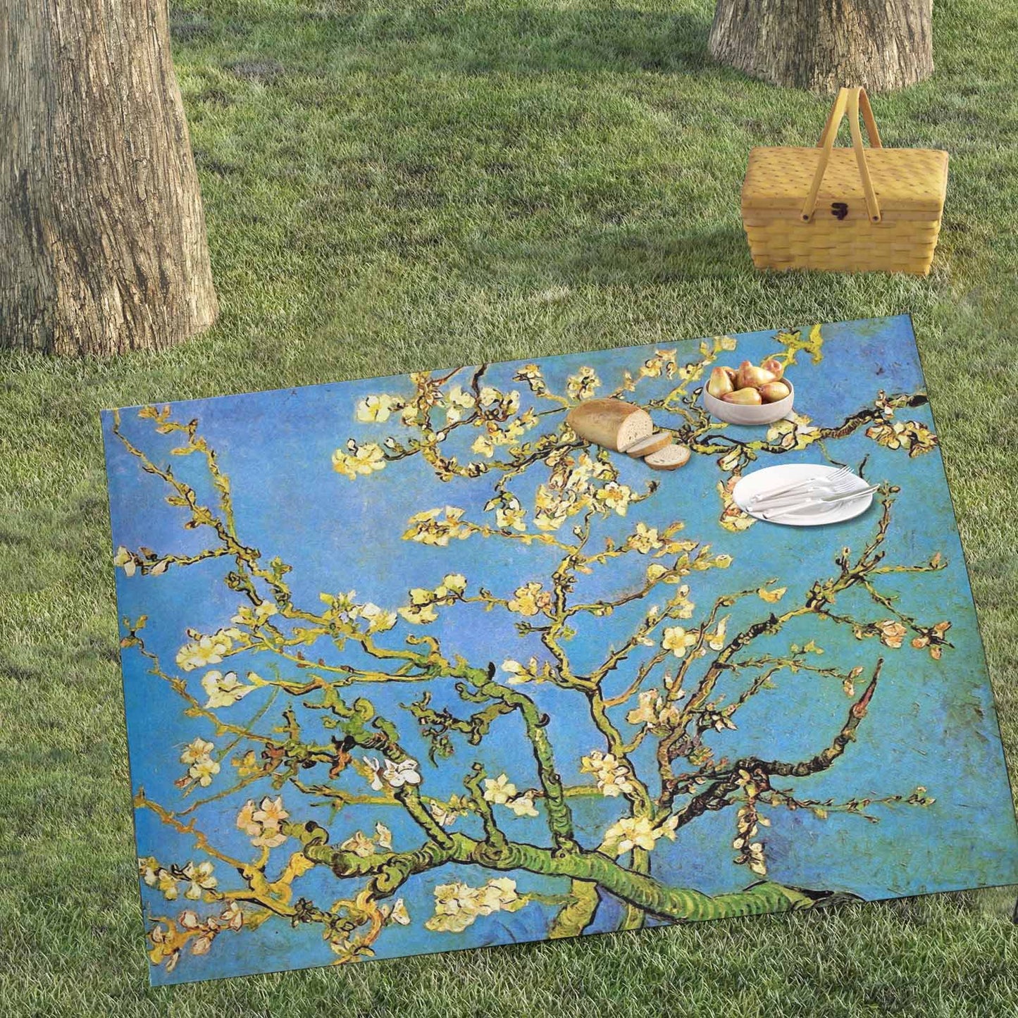 Vintage Floral waterproof picnic mat, 69 x 55in, Design 20