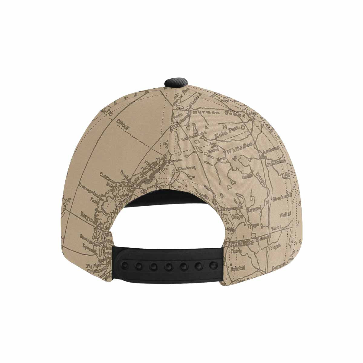 Antique Map design mens or womens deep snapback cap, trucker hat, Design 54