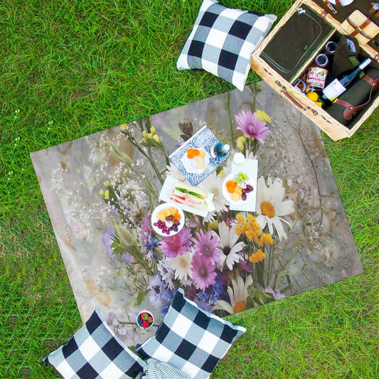 Vintage Floral waterproof picnic mat, 69 x 55in, Design 02