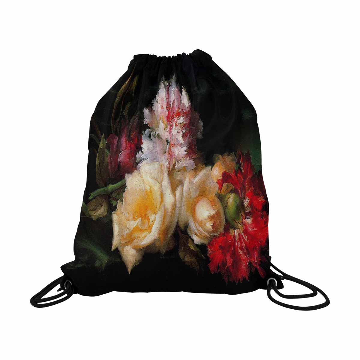 Vintage Floral print, DRAWSTRING BAG, LARGE, Design 30