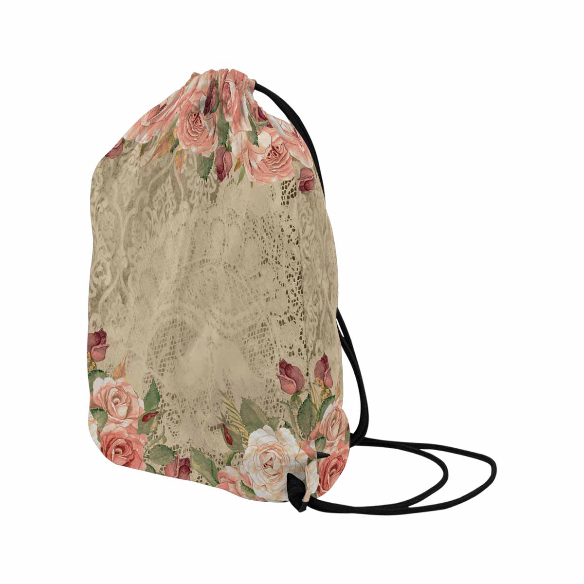 Victorian lace DRAWSTRING BAG, LARGE, design 25