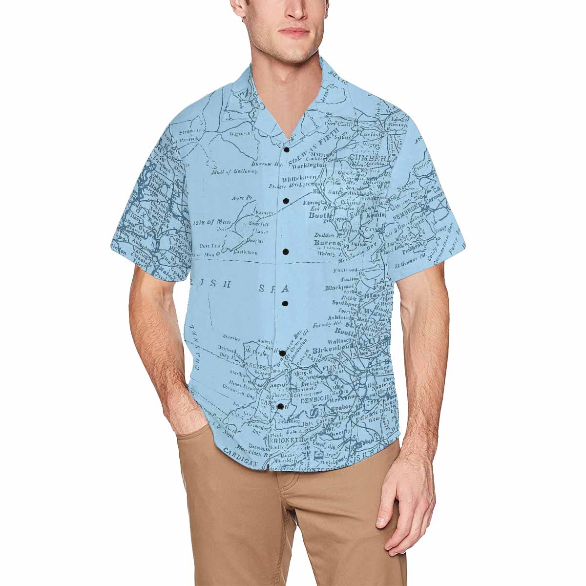 Antique Map design Hawaiian mens shirt, Design 50