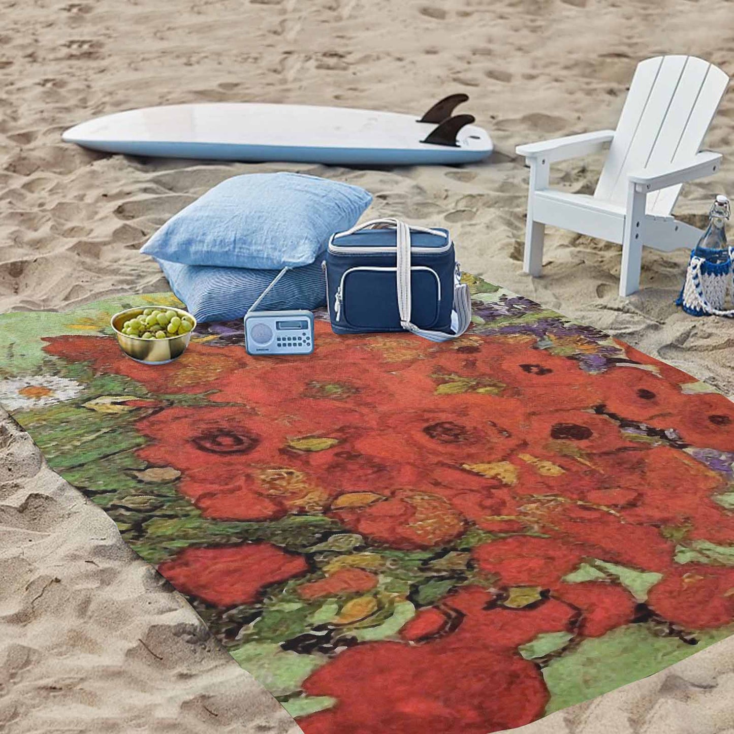 Vintage Floral waterproof picnic mat, 81 x 55in, Design 47