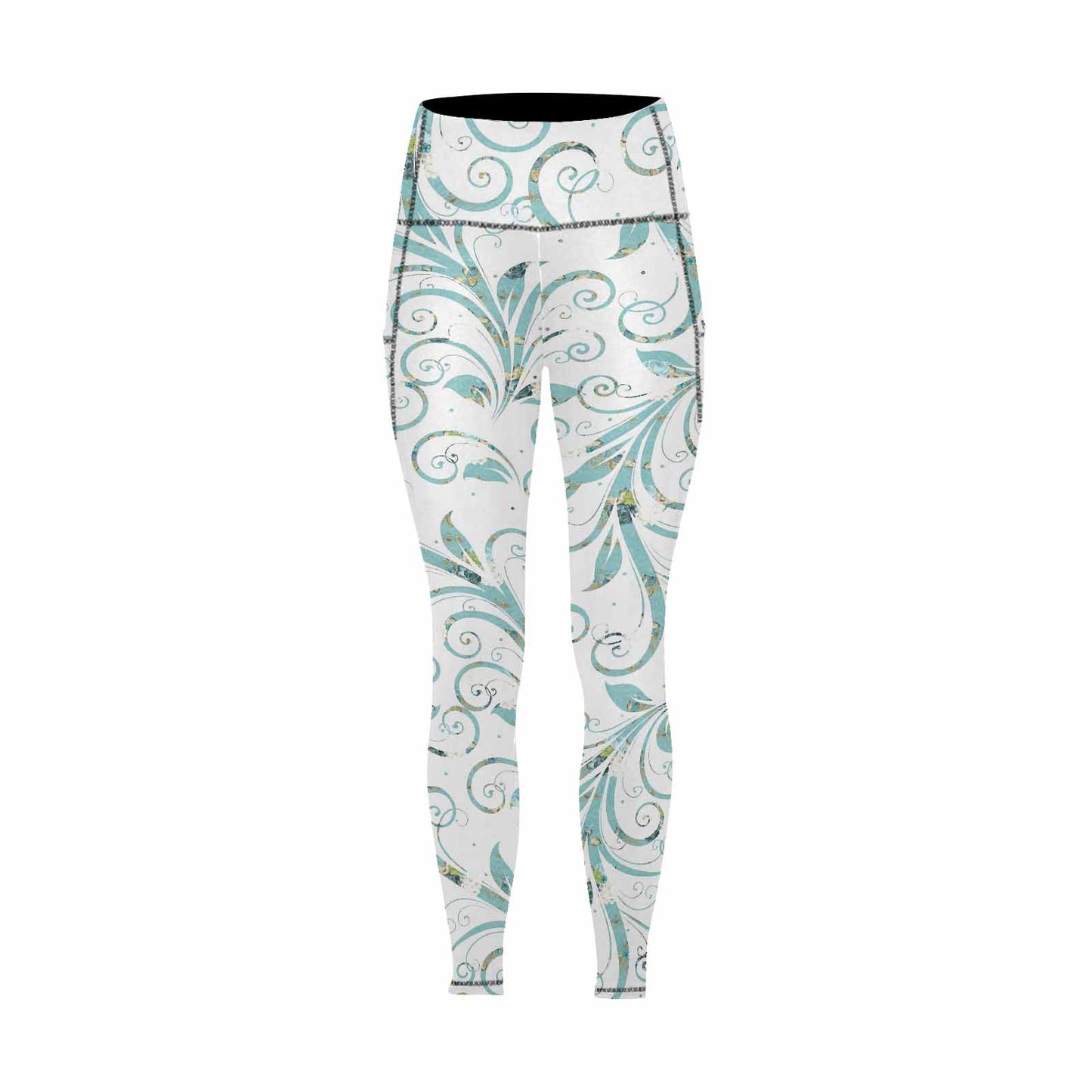 Floral 2, active wear leggings, outside surge, design 32