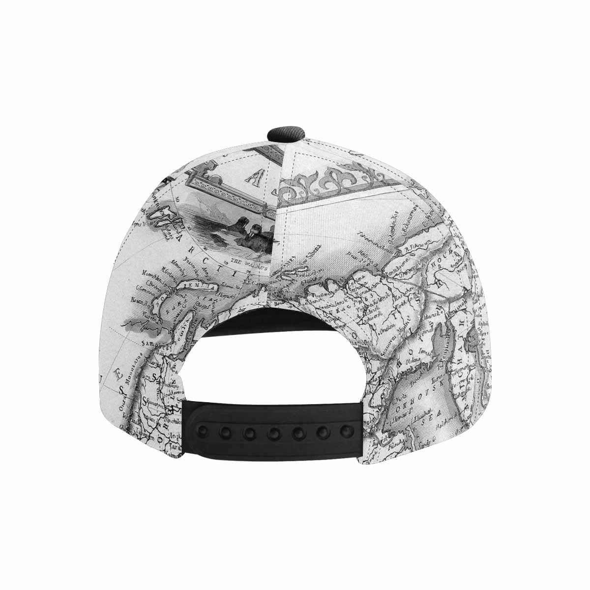 Antique Map design mens or womens deep snapback cap, trucker hat, Design 35