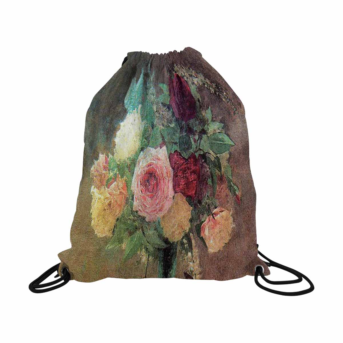 Vintage Floral print, DRAWSTRING BAG, LARGE, Design 29