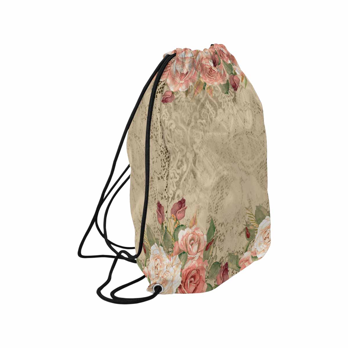 Victorian lace DRAWSTRING BAG, LARGE, design 25