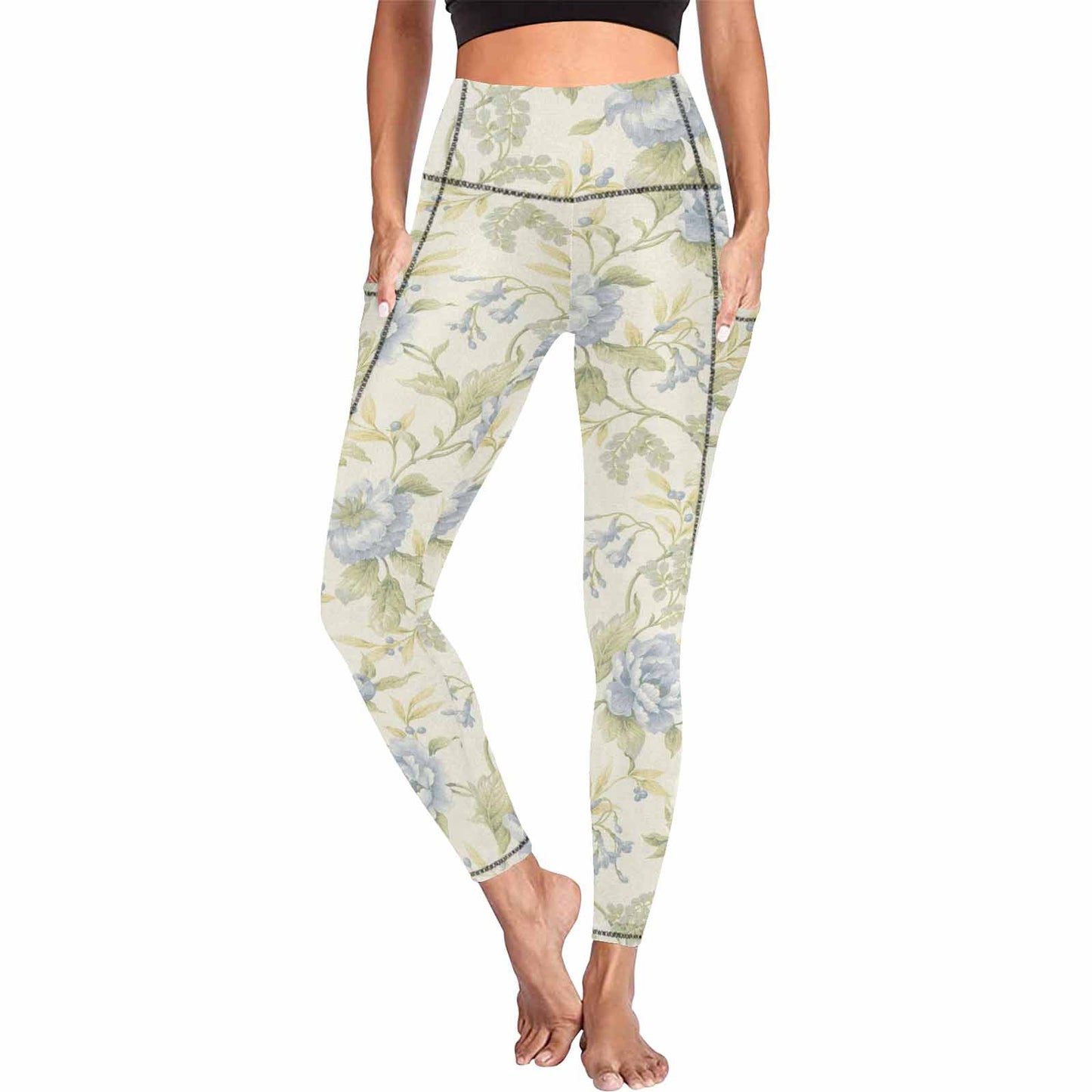 Floral 2, active wear leggings, outside surge, design 04