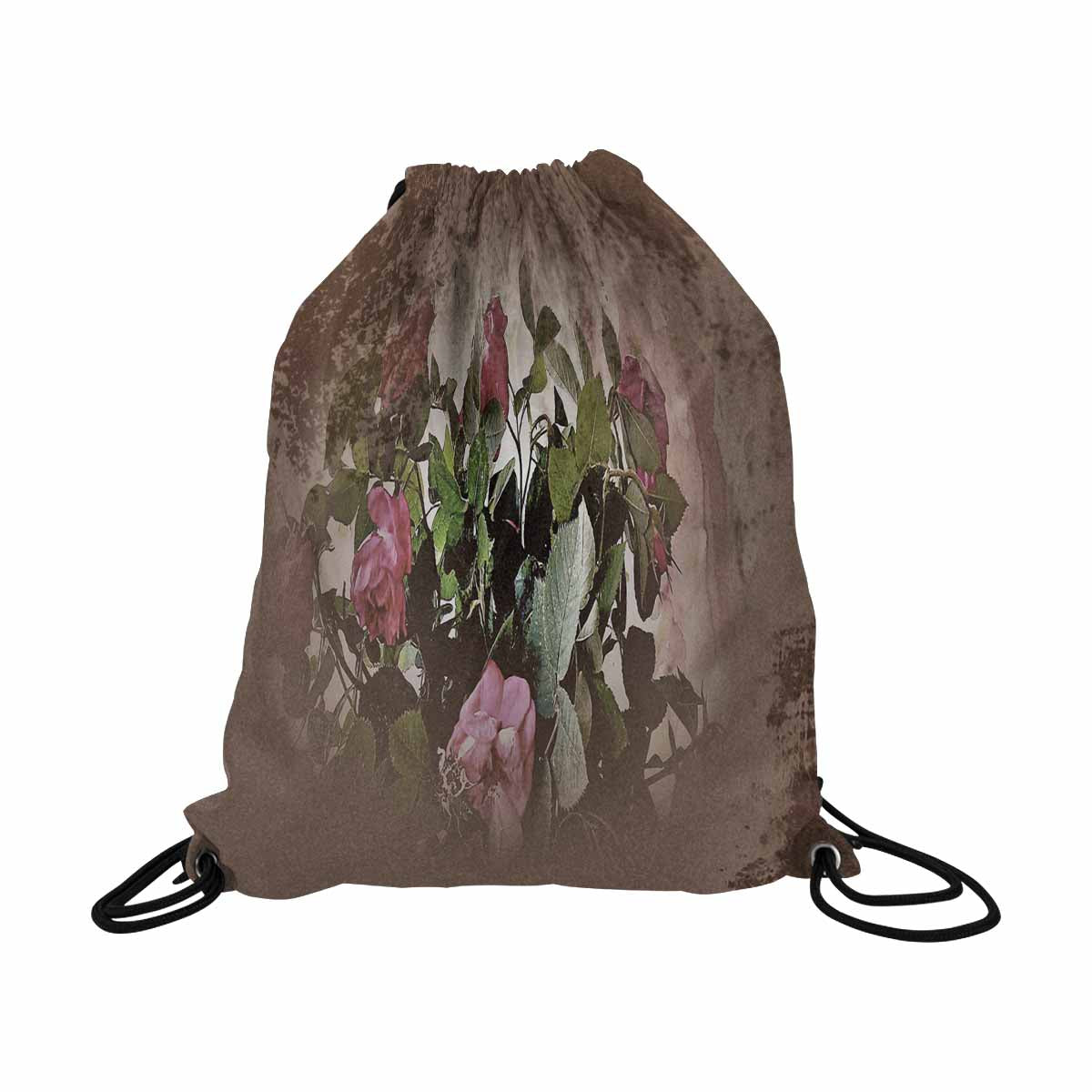 Vintage Floral print, DRAWSTRING BAG, LARGE, Design 22x