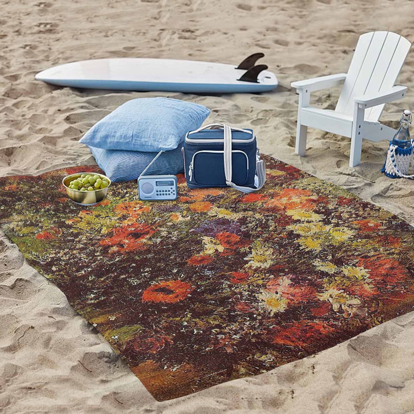 Vintage Floral waterproof picnic mat, 69 x 55in, Design 24