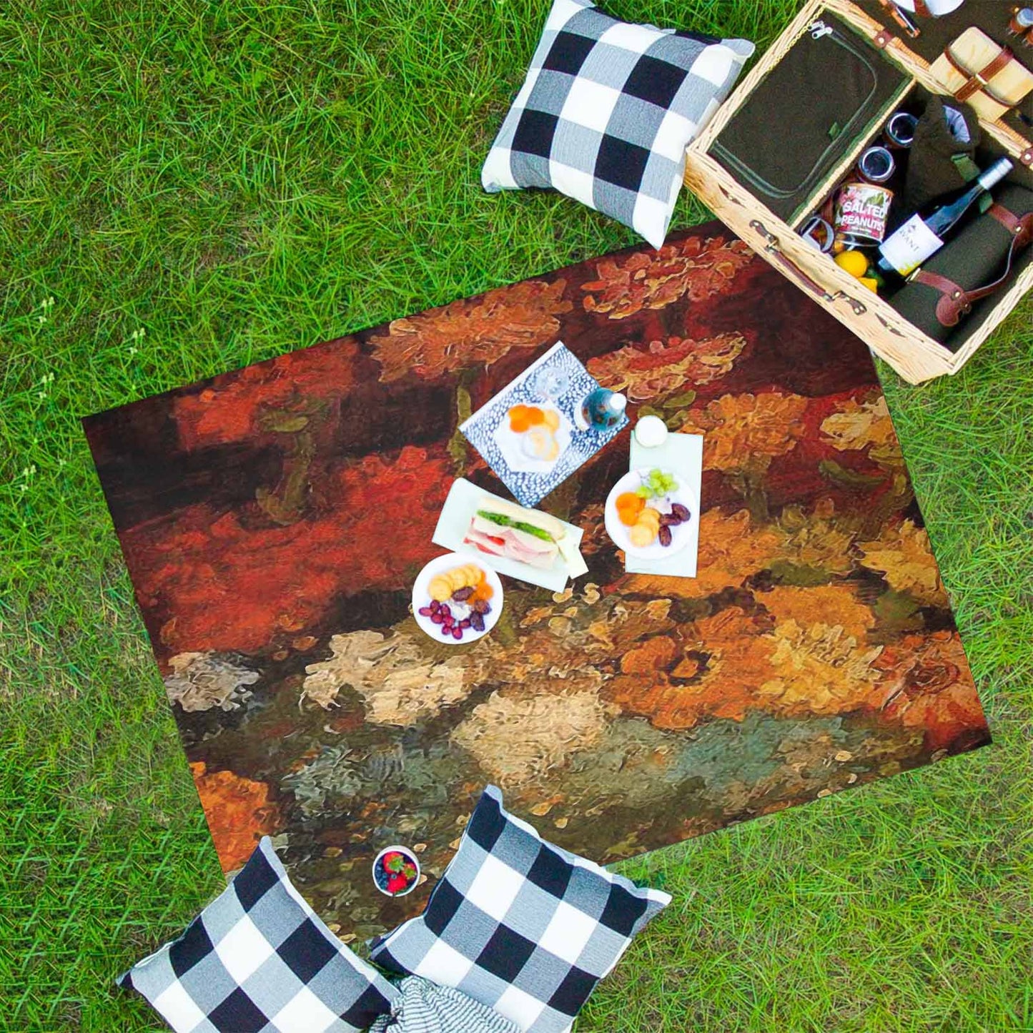 Vintage Floral waterproof picnic mat, 69 x 55in, Design 31